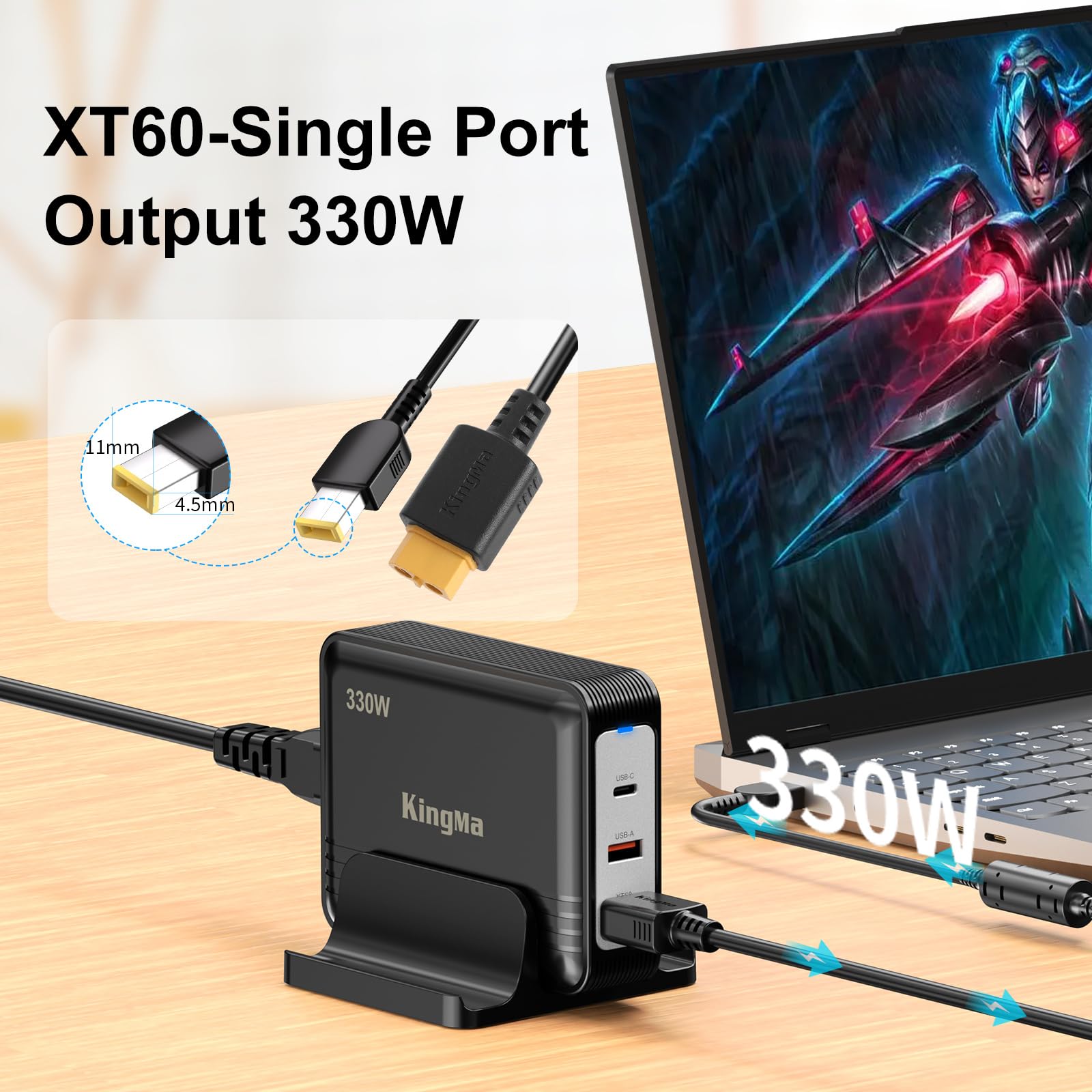 Ładowarka do laptopa Legion 7i GaN 330W z portem XT60 (20V/16,5A) 11/45mm PD 3.0 Quick Charge Adapter kompatybilny z Legion Slim 7i