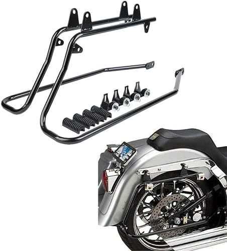 TCT-MOTORPARTS Soportes de conversión de alforjas para Harley Heritage Springer Softail Fatboy FLSTF FLSTS 1984-2017 Bad Boy FXSTSB EFI FLSTFI Negro