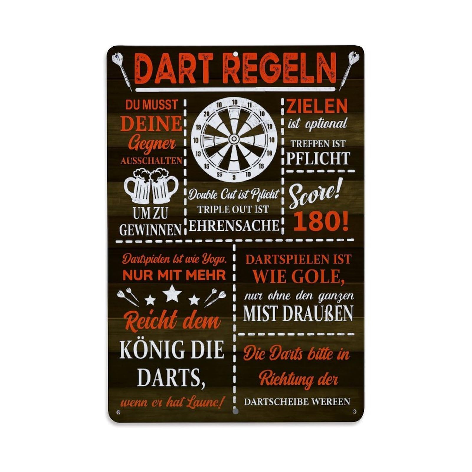 Dart Rules Target Arrows Beer Score Vintage Tin Sign Retro Metal Wall Decor Metal Poster, Home Bar Garage Farmhouse Cafe Wall Art Decoration 8x12Inches