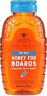 Nate's Sea Salt Honey for Boards - Made with 100% Pure Honey and Real Sea Salt - for Charcuterie, Cheese, Fruit, and Dessert Boards - 12 oz Squeeze Bottle