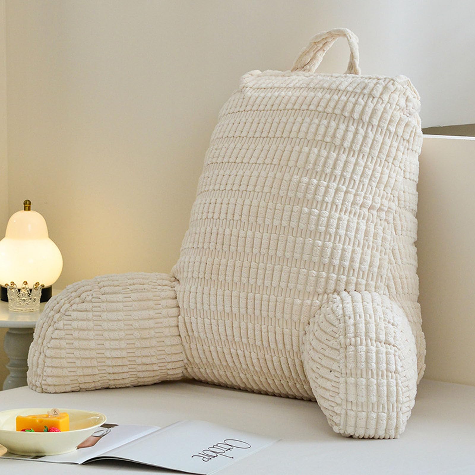 Cuscino da lettura per letto e divano, cuscino di supporto per la schiena, cuscino da lettura con braccioli, divano per adulti con cuscino per schienale, adatto per leggere, giochi, videogiochi