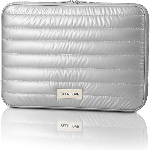 House of Quirk Laptop Sleeve Bag 13-14 Inch | Fashion Waterproof Soft Laptop Sleeve Case for Women & Girls | Lightweight Protective Computer Bag for Office, School & Travel (Silver)