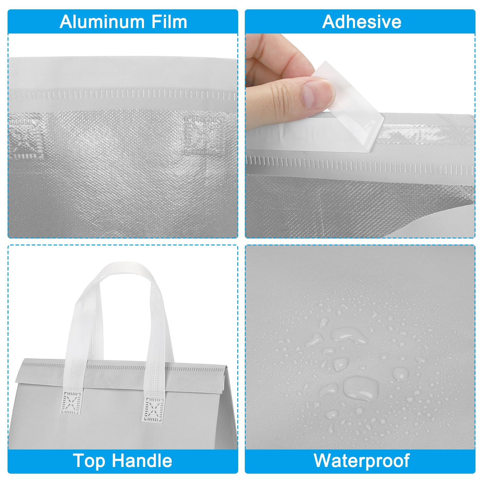 PATIKIL Bolsas aisladas para llevar, 25 bolsas térmicas de aislamiento para comestibles de 11.8 x 7.9 x 12.6 pulgadas para entrega de alimentos congelados fríos y calientes, color blanco