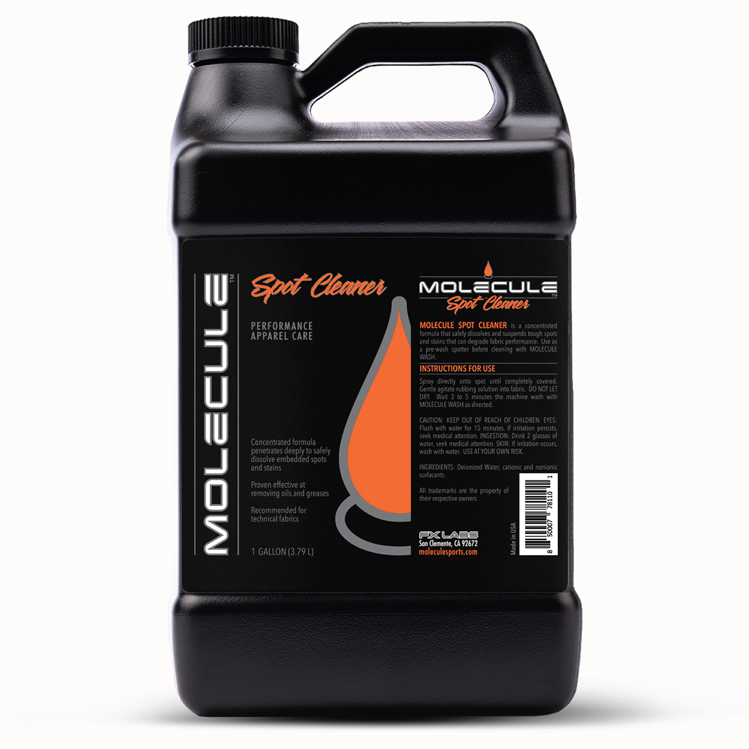 Molecule Spot Cleaner | Performance Apparel Care | Removes Tough Spots and Stains on Racing Suits & Technical Fabrics | 1 Gallon