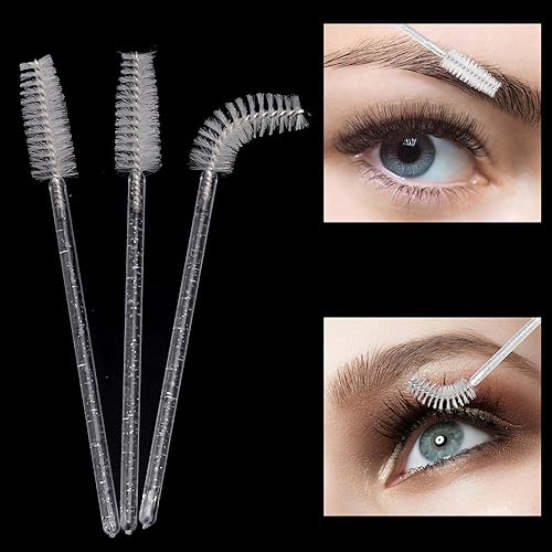 Miniatura 10 de Tbestmax 50 varitas de rímel desechables, brocha de cristal para extensiones de pestañas, pestañas de ojos y cepillo de maquillaje (blanco)