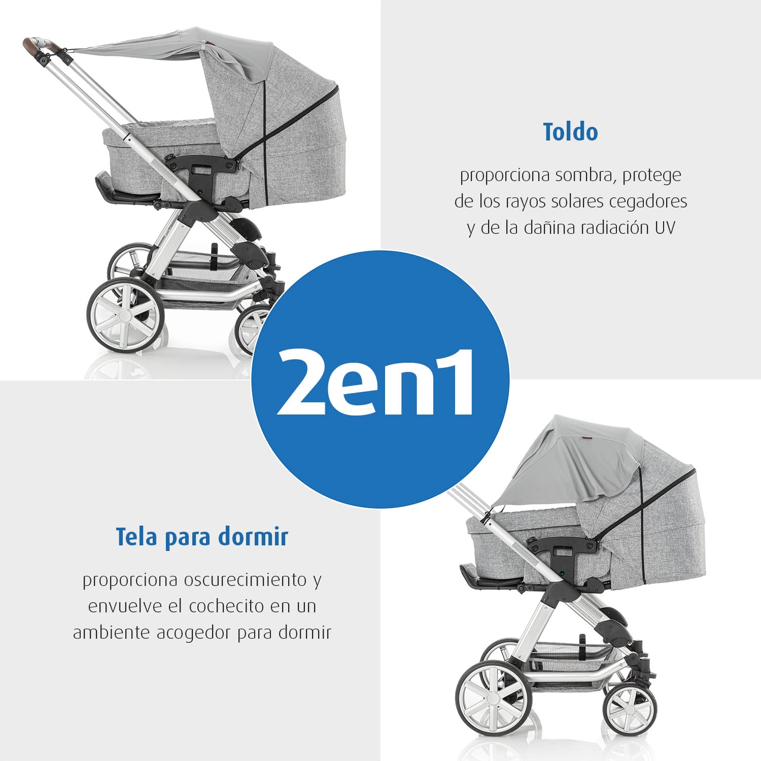 reer ShineSafe - Toldo y paño para cochecito de bebé, color gris