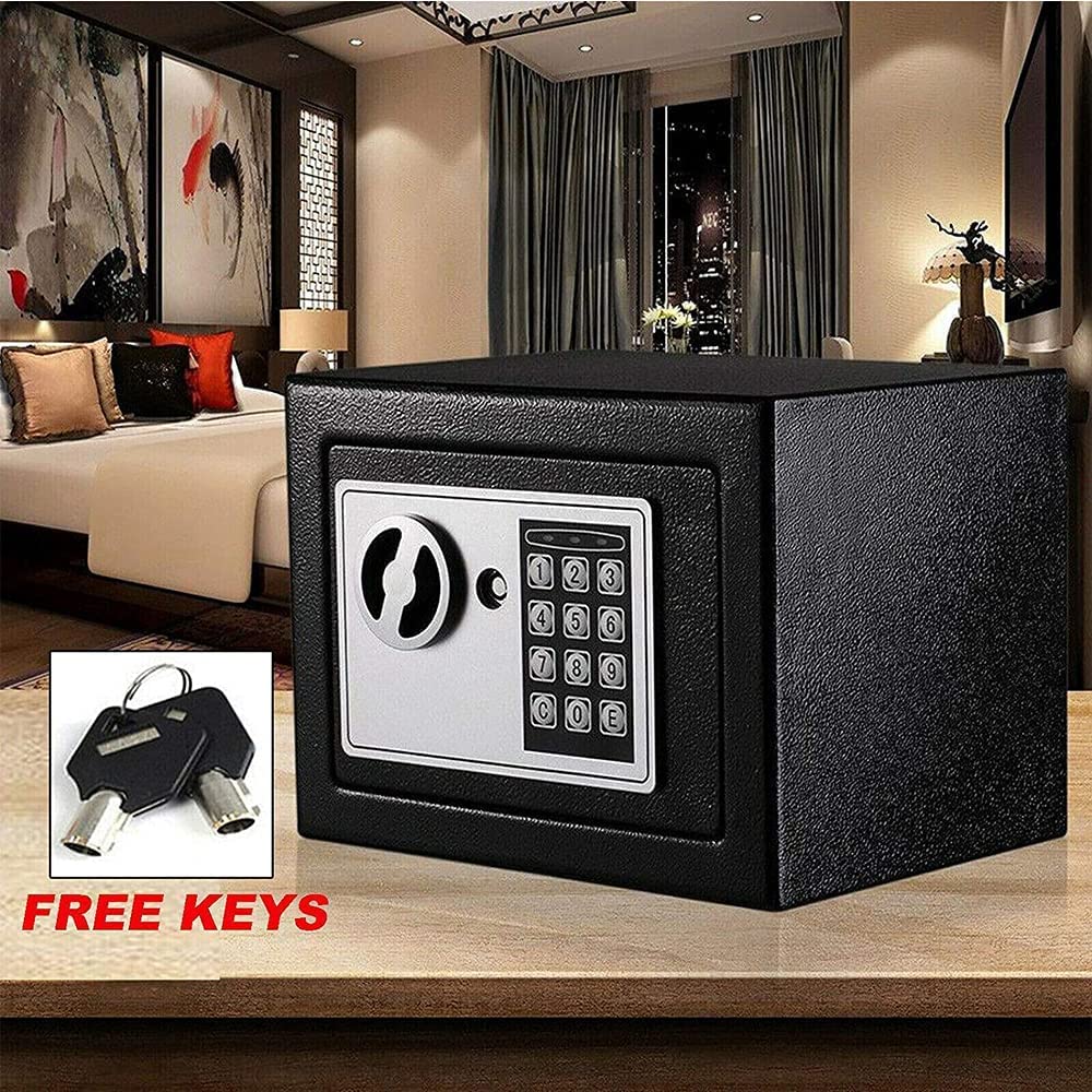 Cassaforte di Deposito Elettronica Mini Cassaforte Piccola Mini Cassaforte Elettronica Piccola cassaforte Digitale Cassetta Sicurezza Portatile Hotel sicuro Adatto per i viaggi,Nero，23 * 17 * 17 CM