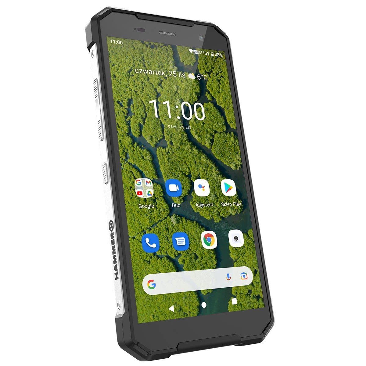 Hammer H Explorer Plus Eco, smartphone robusto, Display IPS da 5,7" HD+, 4 GB DI RAM, 64 GB di memoria interna, USB-C, GPS e A-GPS, Android 11, 5000 mAh, IP69, 13 Mpx, 4G LTE, Doppio SIM, argento