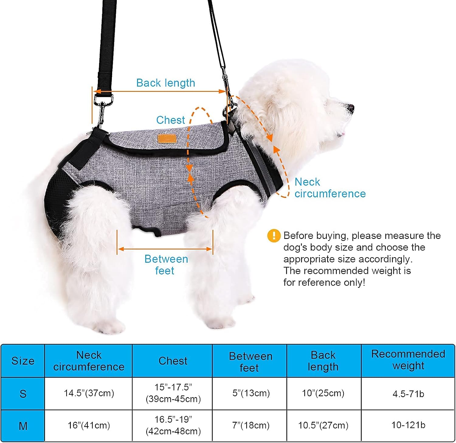 Ownpets Dog Lift Harness, Outdoor Sling Bag for Spine Protection, Whole Body Support, Support Vest to Assist Aged Dogs, Outdoor, S : Pet Supplies