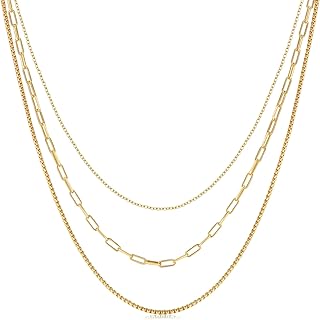 14K Gold Plated Dainty Choker Necklace for Women Girls | Snake Chain, Cuban Link, Paperclip, Ball Beaded Chain, Natural Fr...