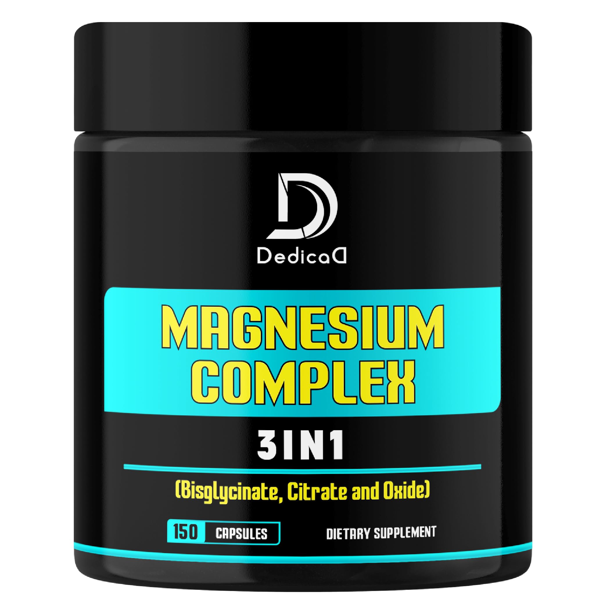 Magnesium Bisglycinate, Citrate & Oxide - 150 Capsules - 100mg Elemental Triple Magnesium Complex Supplement - Support for Energy Production, Muscle, Brain & Immune Health