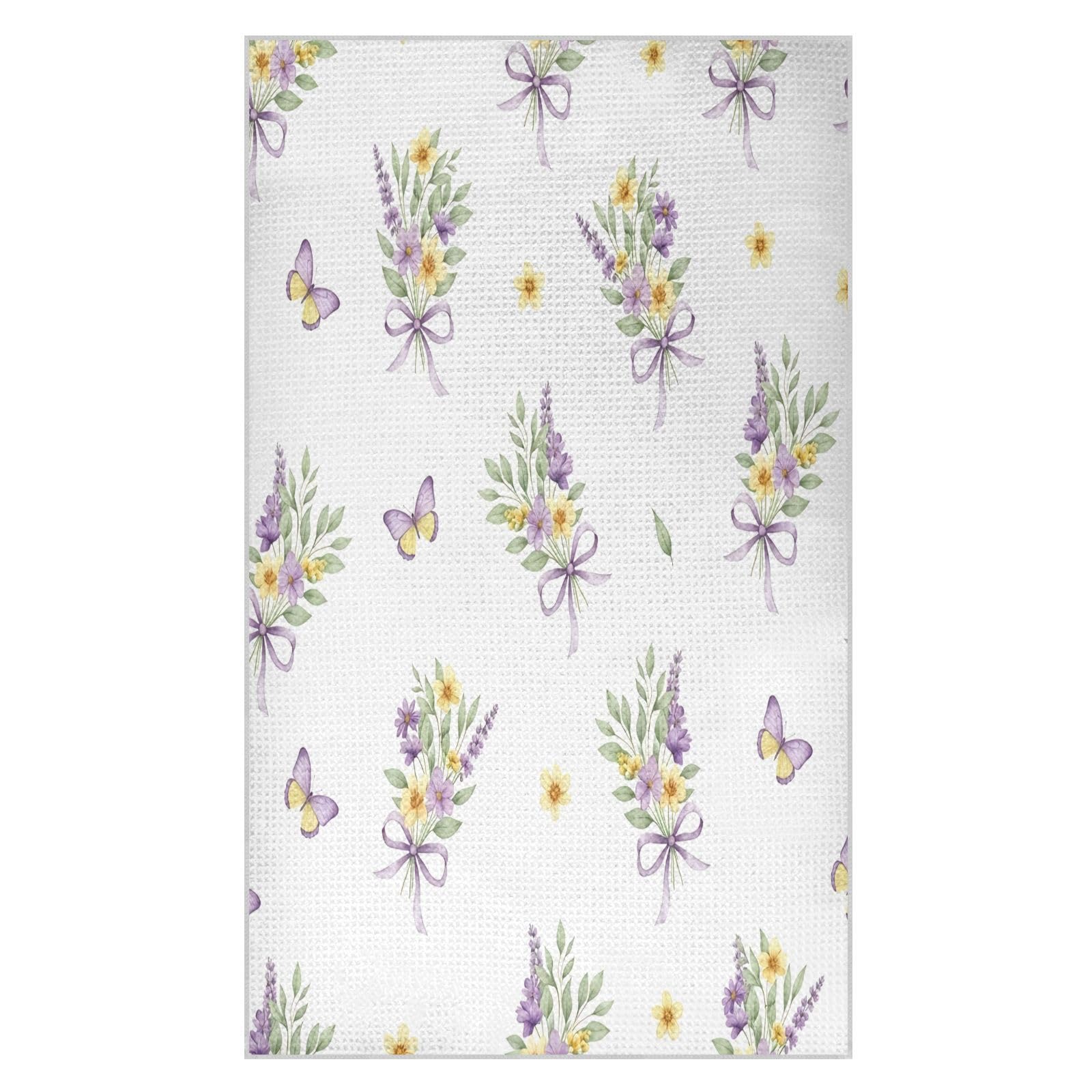 BURSTDDY Watercolor Wildflower Kitchen Towels,Absorbent Dish Towels 1 Pack