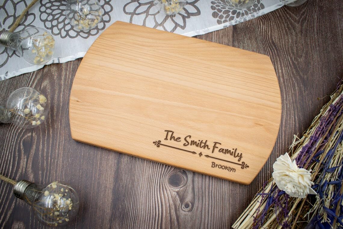 Personalized Christmas Cutting Board Wedding Gift Engraved Wood Charcuterie Board Custom Cheese Board For Couples Holiday Housewarming Present Wood Elegant Serving Tray For Christmas