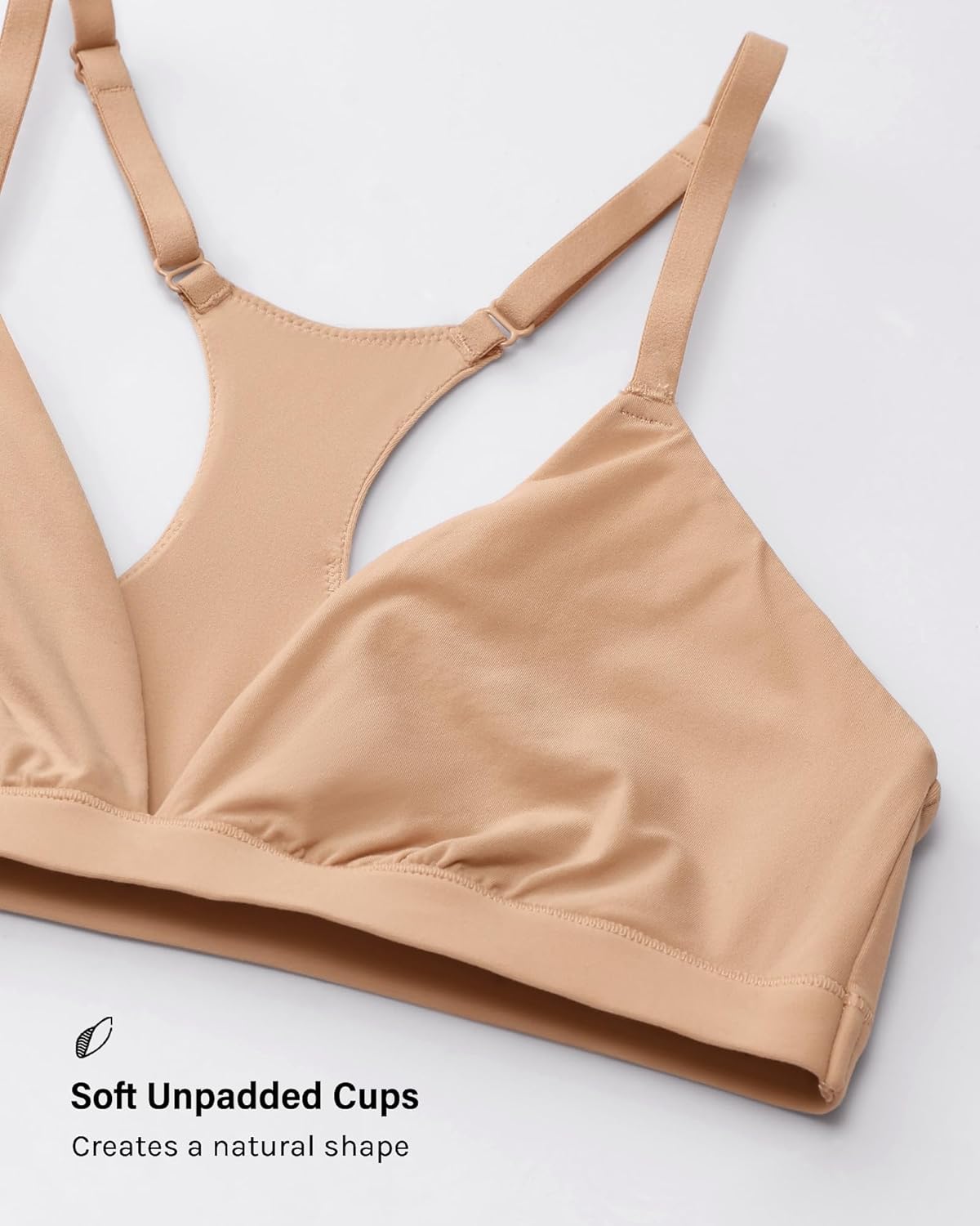 INLYRIC Women's Inbarely Soft Triangle Racerback Bralette - No Padding Unlined No Underwire Comfort Everyday Plunge Bralette - Image 4