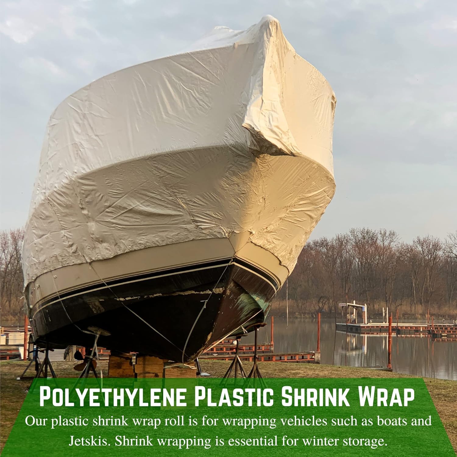 Farm Plastic Supply - Polyethylene Plastic Shrink Wrap - 7 mil (17' x 50') - Boat Shrink Film for use with Heat Gun, Industrial Shrink Wrap, Shrink Wrap Plastic Sheeting for Protection and Storage