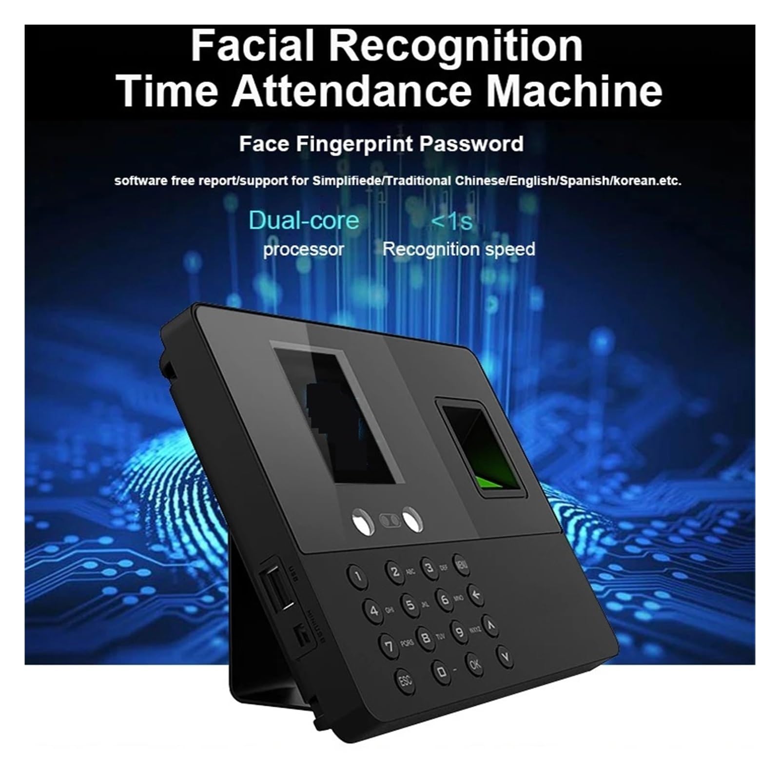 Orologio Marcatempo Orologio di tempo, riconoscimento biometrico e impronte digitali presenza Macchina Impronta digitale 'ufficio dei dipendenti