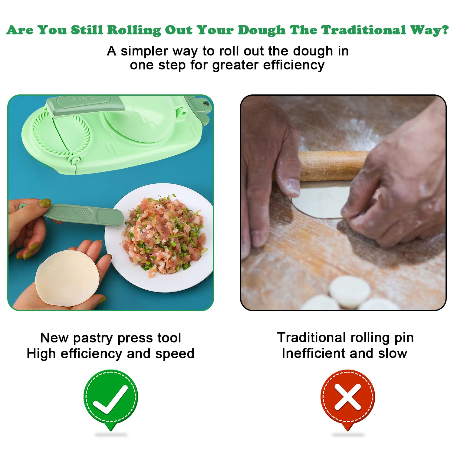 Pasta Maker, Dumpling Maker 2 in 1, pressa manuale, per gnocchi, per la pelle, per gnocchi