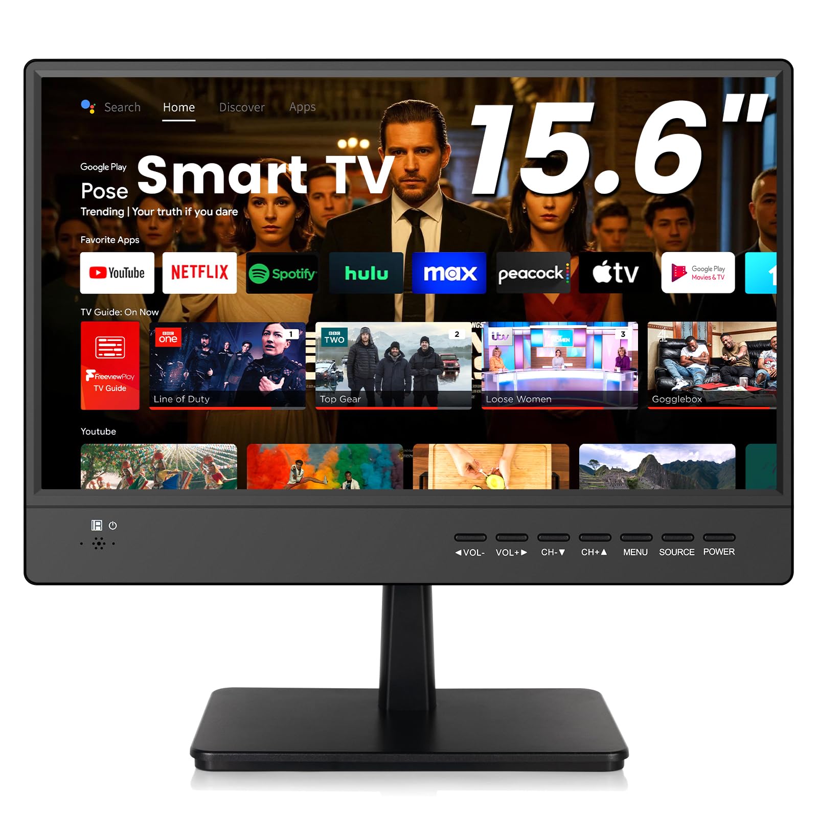 15 6 Inch Small Smart TV Full HD 1080P IPS Compact Flat Screen Smart TV with Built-in APP