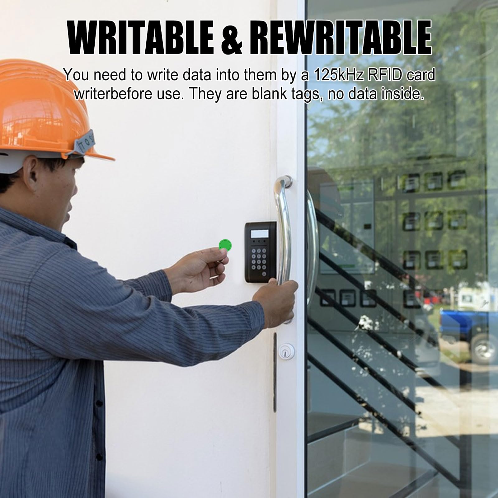 50 PCS ID 125KHz RFID Writable Re-writable T5577 Key Fob Tag for RFID Writer Hotel Key Blue Color