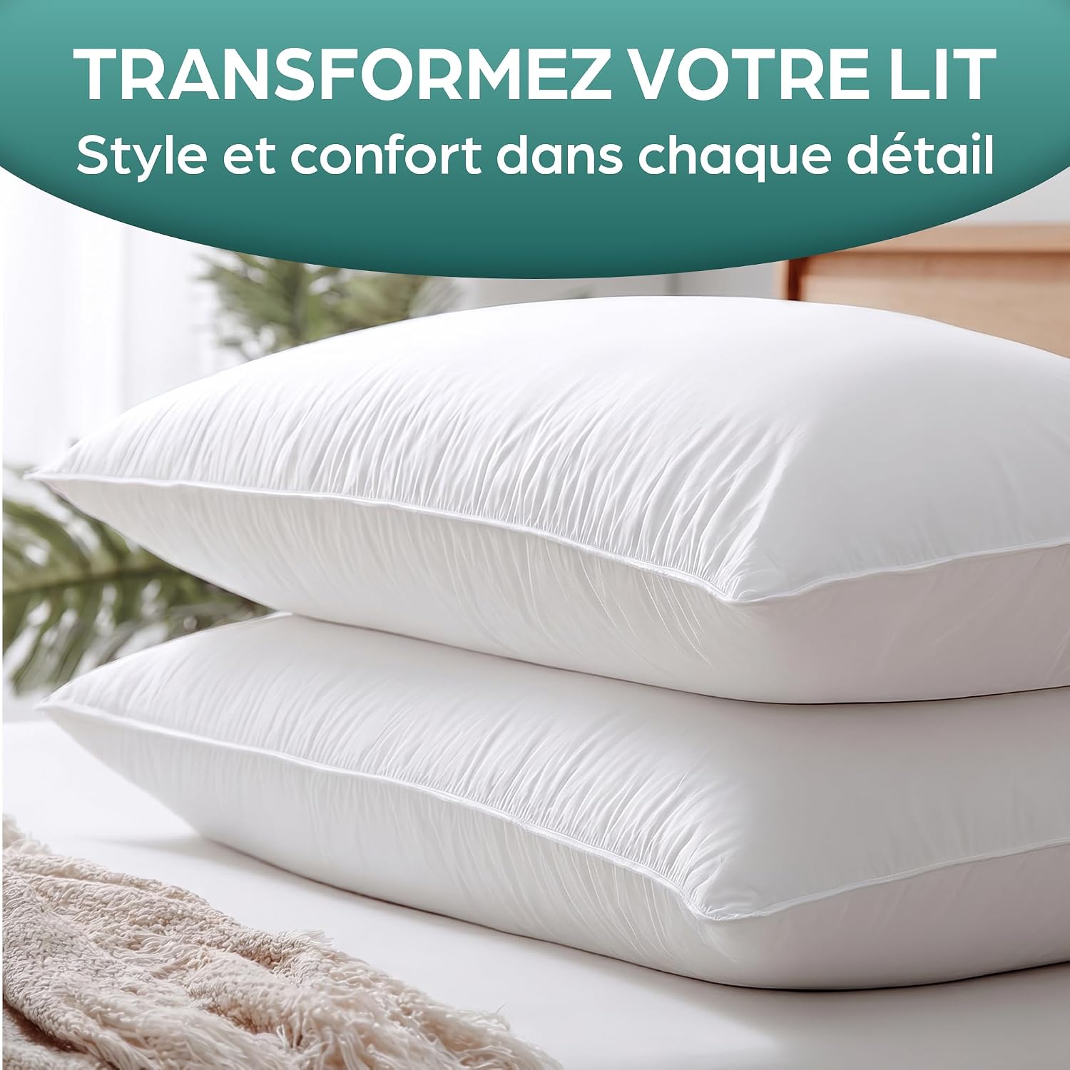 Oreiller 40x60 Lot de 2 pour Le Lit Coussins pour Dormir et Décoratifs Antiallergiques Ant - Analyse des détails et conception