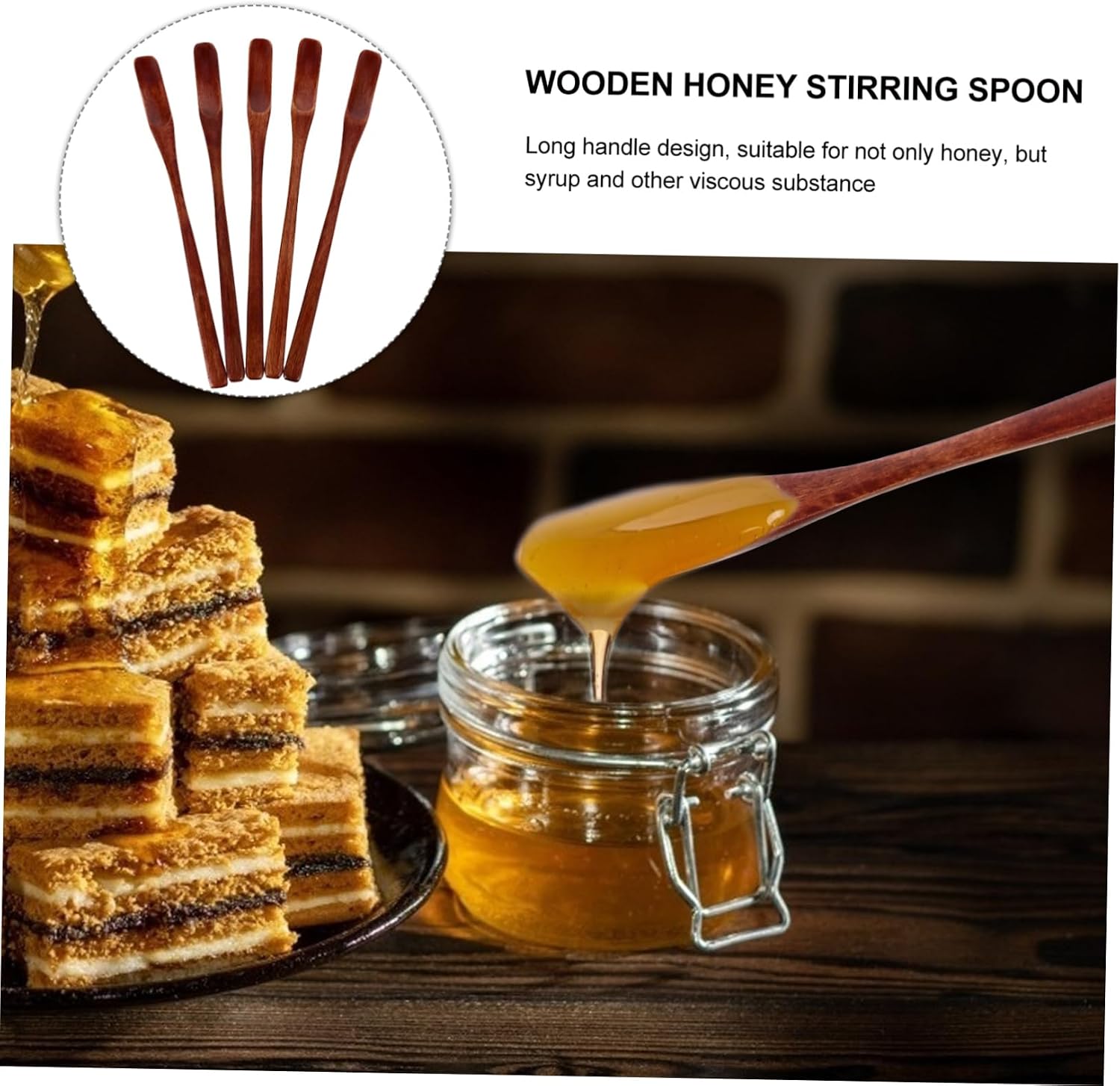 Cabilock 15pcs Honey Stirring Spoons Smooth Honey Stir Sticks for Easy Dispensing for Tea and Baking Practical Family and Friends