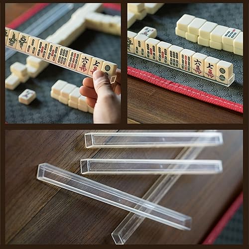 Miniatura 6 de Mini Mahjong - Juego de versión tradicional china con 2 tarjetas de repuesto, 144 azulejos Mahjong, juego de mesa de viaje con 4 reglas de cartas,