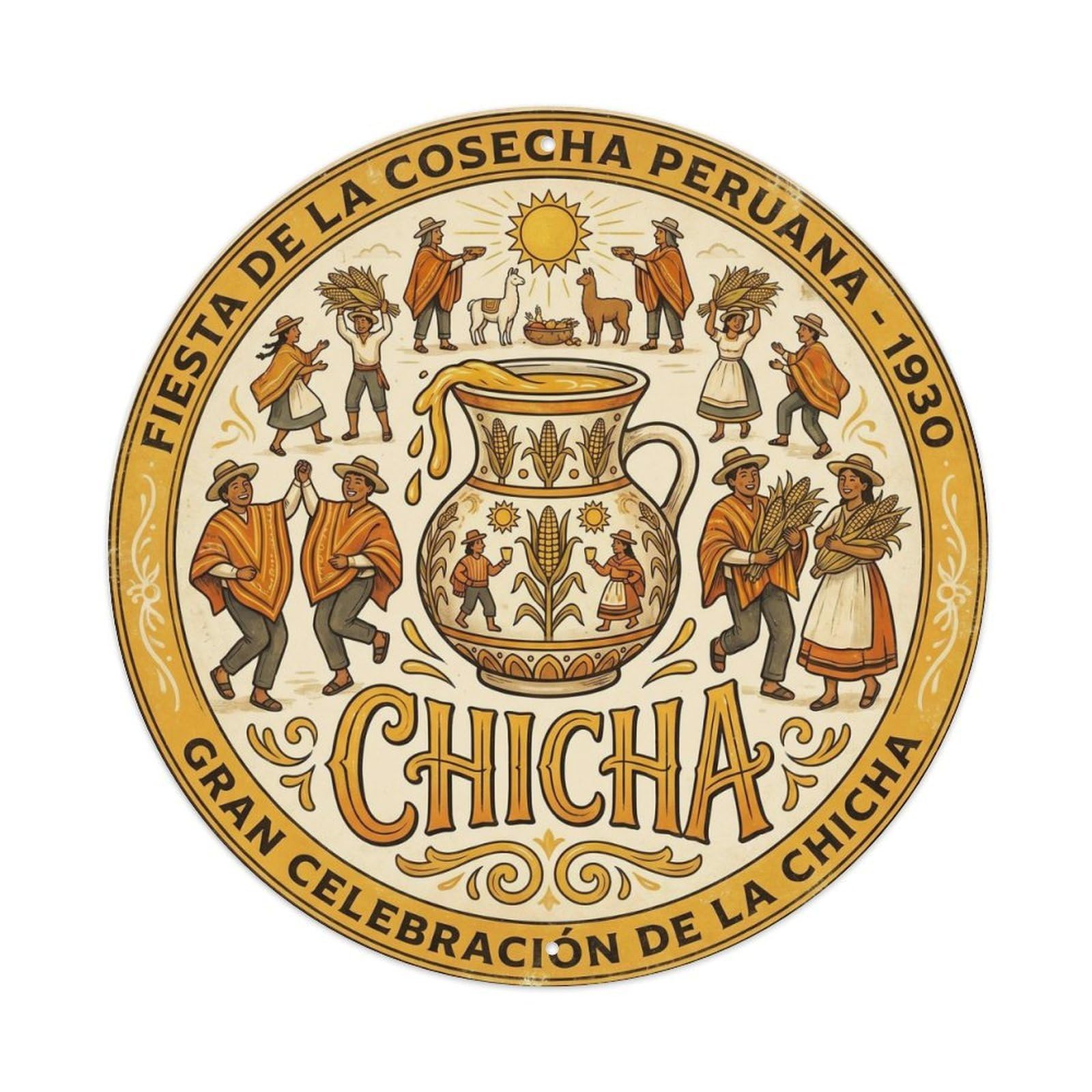 Chicha Corn Beer Fermented Brew Hall Heritage Stein Metal Tin Sign