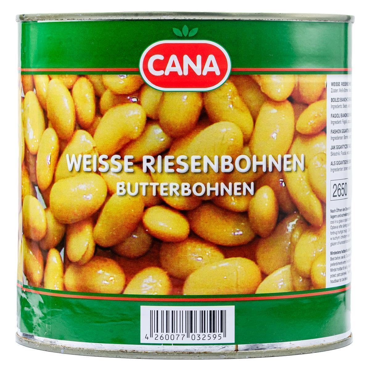 PRIBO Bianchi di Spagna - 12x 2500g Dose - natur, weiße Riesenbohnen, Butterbohnen, Italien, nährstoffreiche vegane Beilage mit viel Eisen, Ballaststoffen, Magnesium und Proteinen