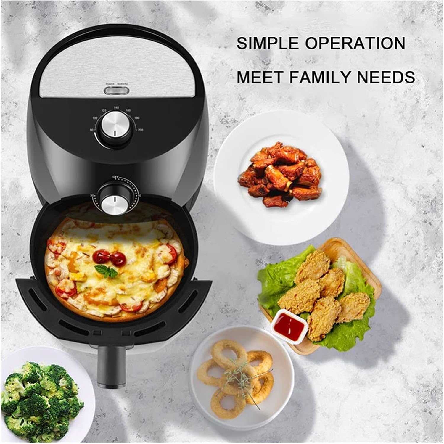 4L Personal Compact Healthy Fryer w/Adjustable Temperature Control 30 Minute Timer and Dishwasher Safe Basket Black