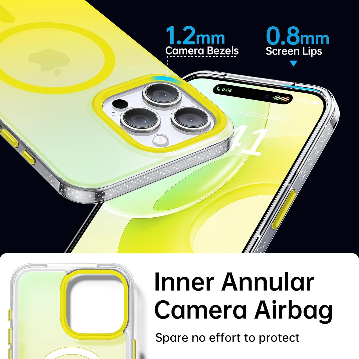 Magnetic for iPhone 14 Pro Case [Strong Magnetic] [10FT Military Grade Protective] Translucent Matte Slim Case for iPhone 14 Pro Phone Case (6.1"),Gradient Yellow