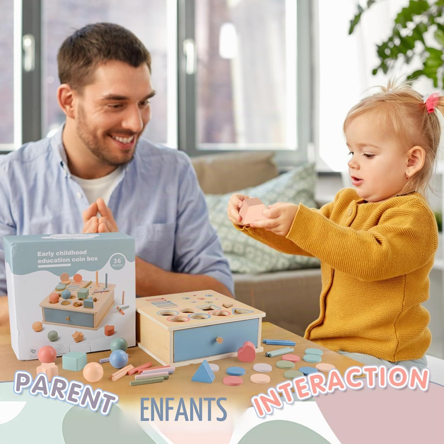 Jouet Bébé 1 an Montessori, Jeu de Tri Formes et Couleurs Montessori Jouet Bois, Motricité Fine Bebe 1 an, Jeux Éducatif Enfants 2 3 Ans, Cadeaux pour Garçons Filles