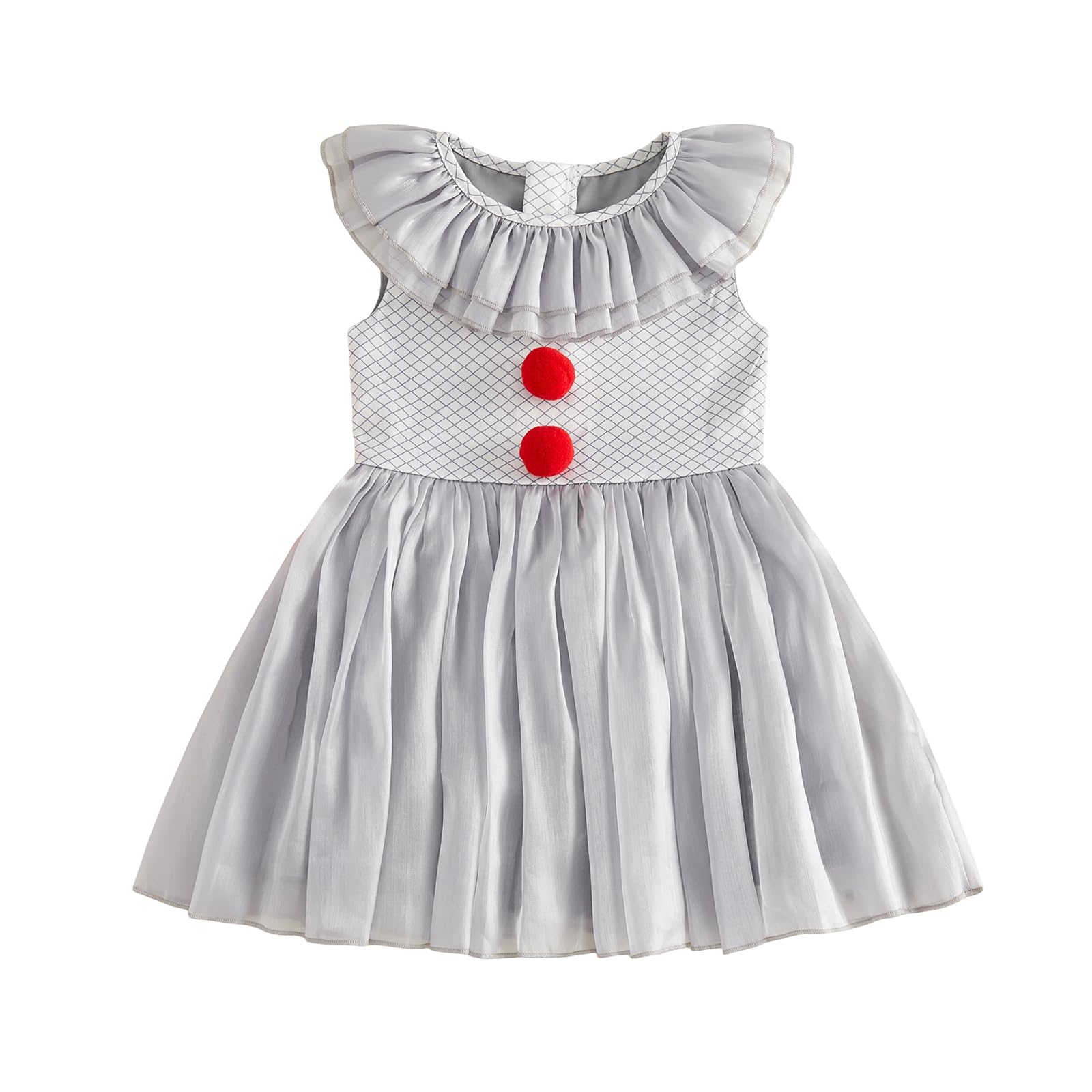 ensswliz Baby Halloween Clown Cute Costume Sleeveless Hooded Zip Up Romper with Striped Long Socks for Cospaly (C-Silver, 3-4 Years)