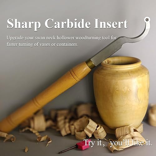 Miniatura 4 de Herramienta de torneado de madera hueca con cuello de cisne, cincel doblado con punta de carburo redondo de 0.472 in, longitud de 16 pulgadas