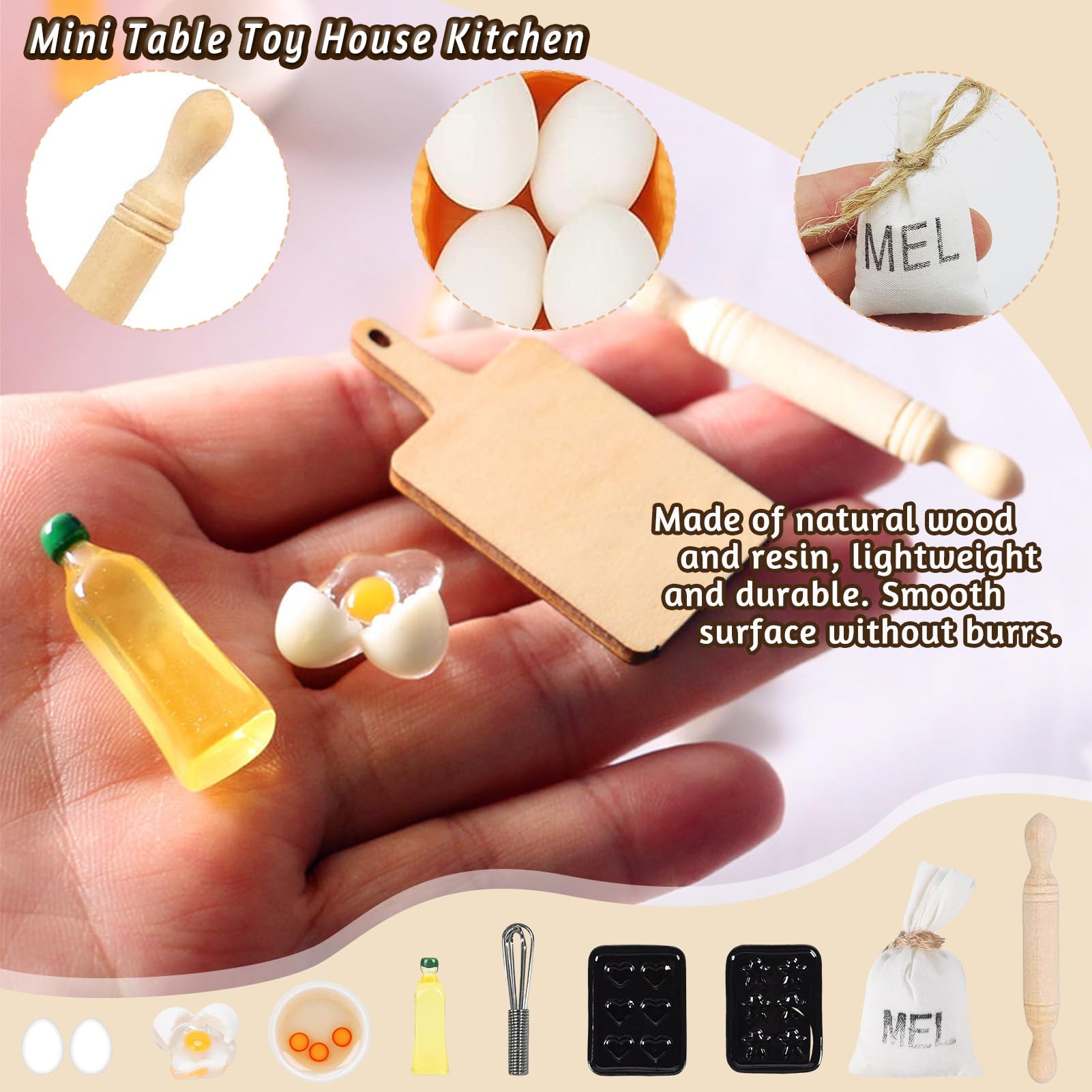 19 miniaturowych akcesoriów skrzatów, zestaw akcesoriów, miniaturowe akcesoria do domku dla lalek, akcesoria do domku dla lalek, na Boże Narodzenie, zestaw do pieczenia skrzatów