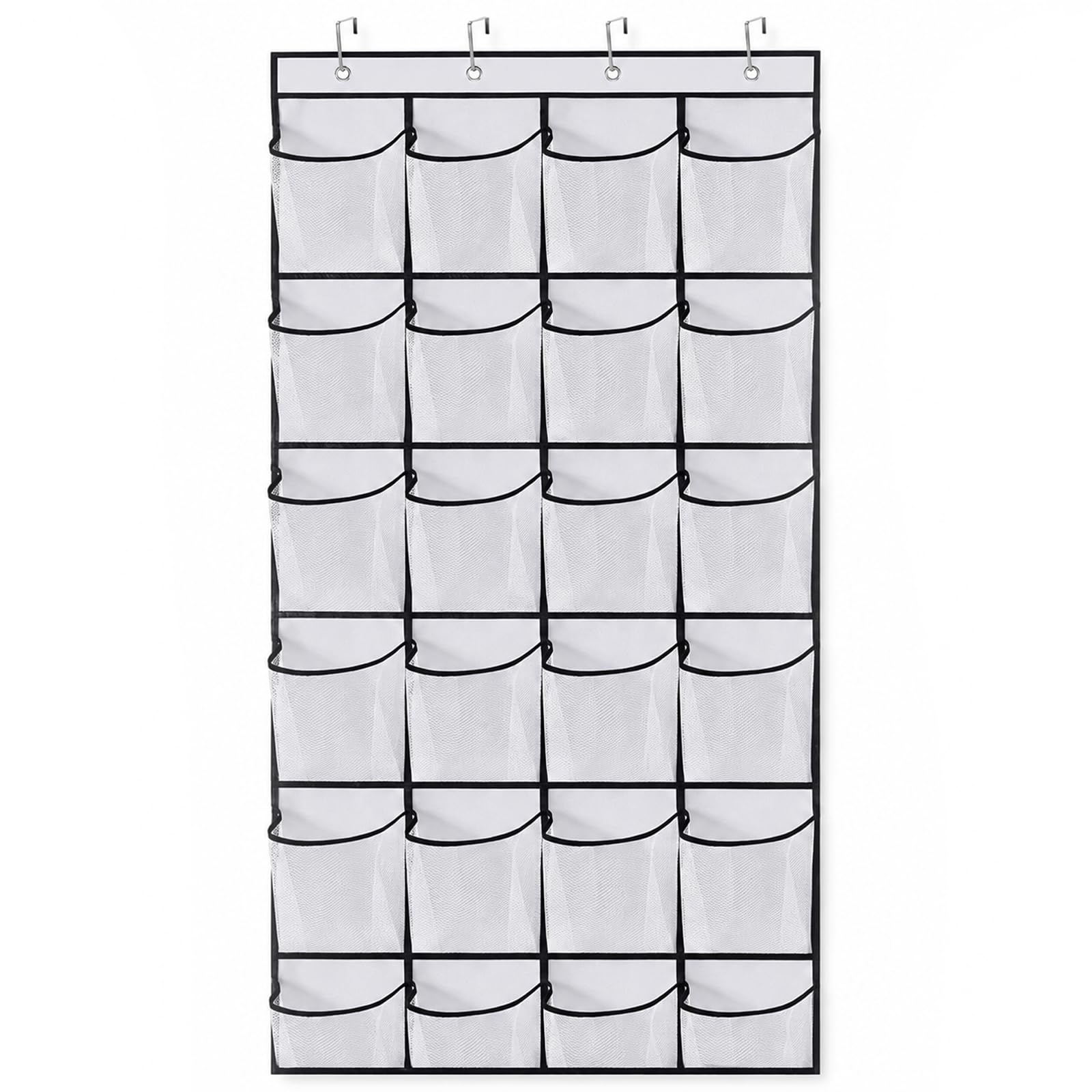 Wexrinqa Men's White 24 Mesh Pocket Over Door Shoe Storage Organiser – Hanging Rack For Family