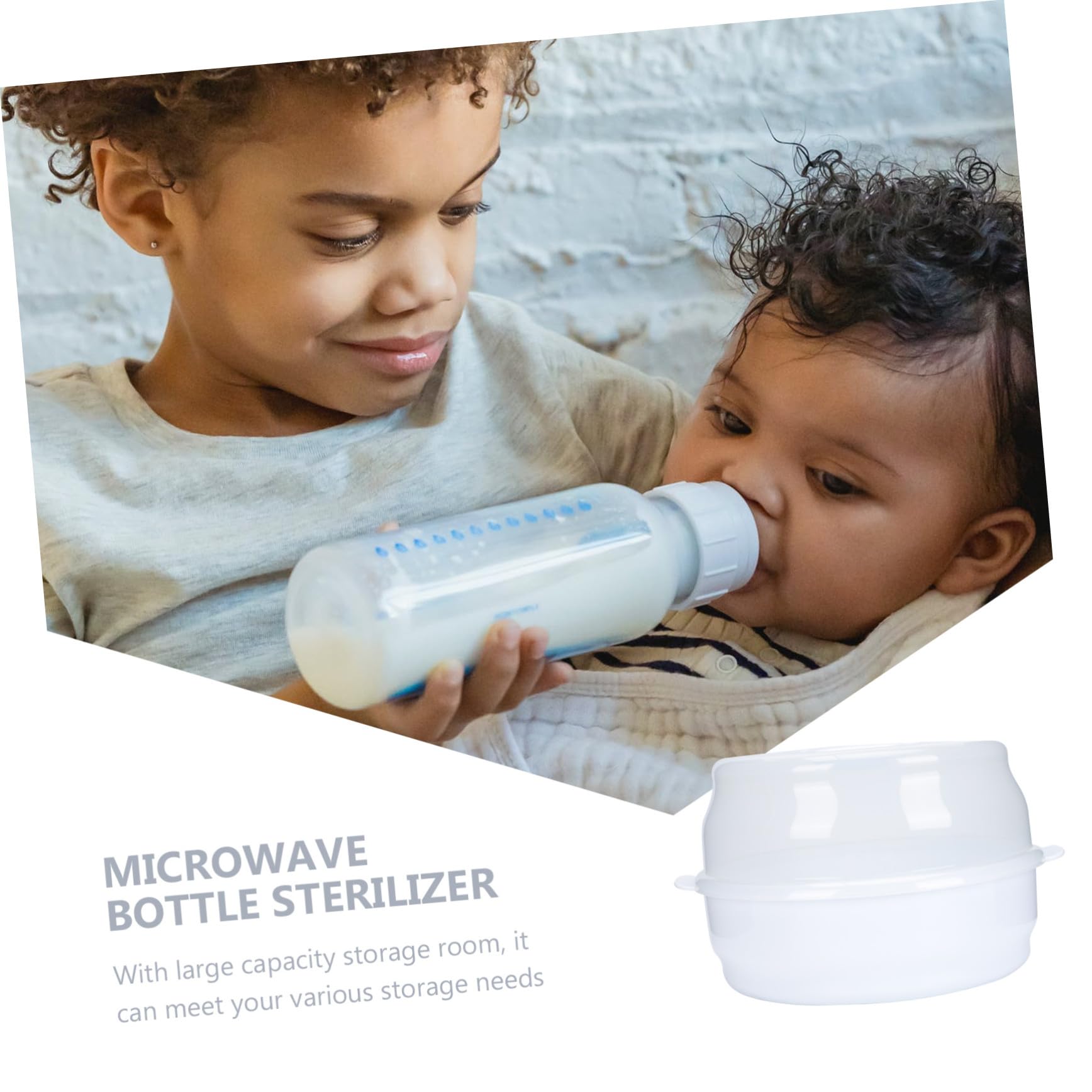 SUPVOX Contenedor para Biberones y Caja Esterilizadora para Microondas para Bebés Diseño de Tapa Protectora y Gran Capacidad de Almacenamiento en Material PP y ABS para Uso Hogar