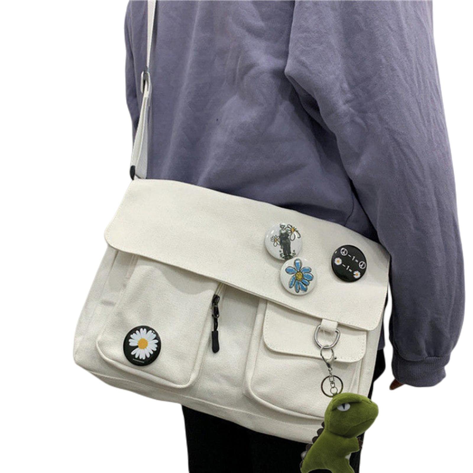MOGSA Bolso de hombro a la moda para mujer, bolsos de hombro de lona para jóvenes, informales, de gran capacidad, bolsos cruzados sólidos, bolsos de mensajero para mujer