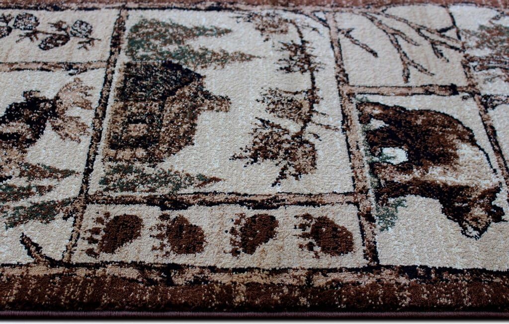 Masada Rugs, Bear Cabin Moose Area Rug (2 Feet 4 Inch x 10 Feet 9 Inch) Long Runner.
