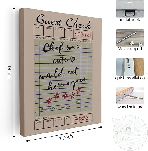 Miniatura 7 de APJYM Divertida decoración de cocina, moderno y retro chef era lindo would eat here again, lienzo de pared para cocina, comedor, restaurante,