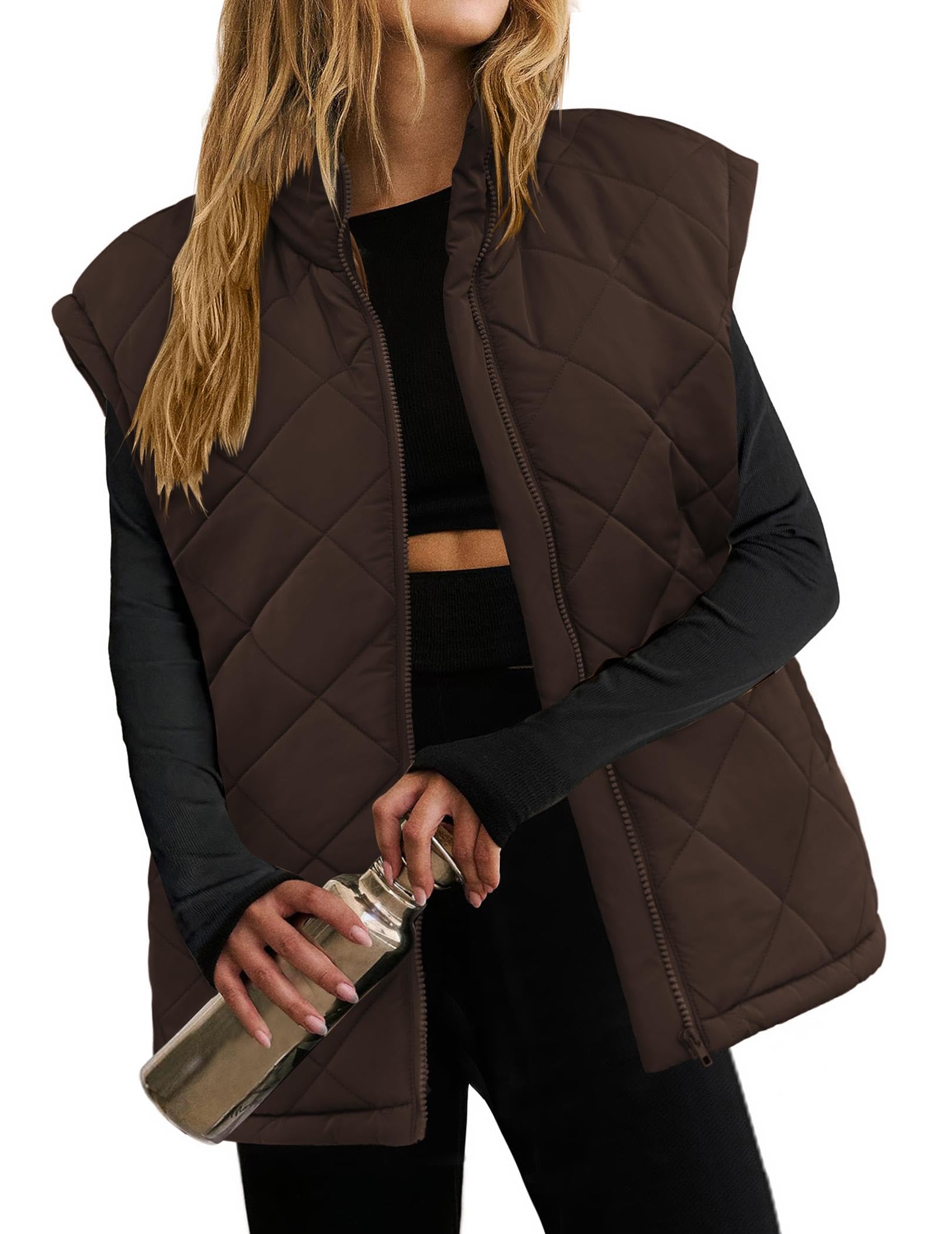 zeagoo Womens Oversized Puffer Vest Zip Up Stand Collar Lightweight Sleeveless Warm Outerwear Padded Jacket Winter Coat S-XXL-picture-29
