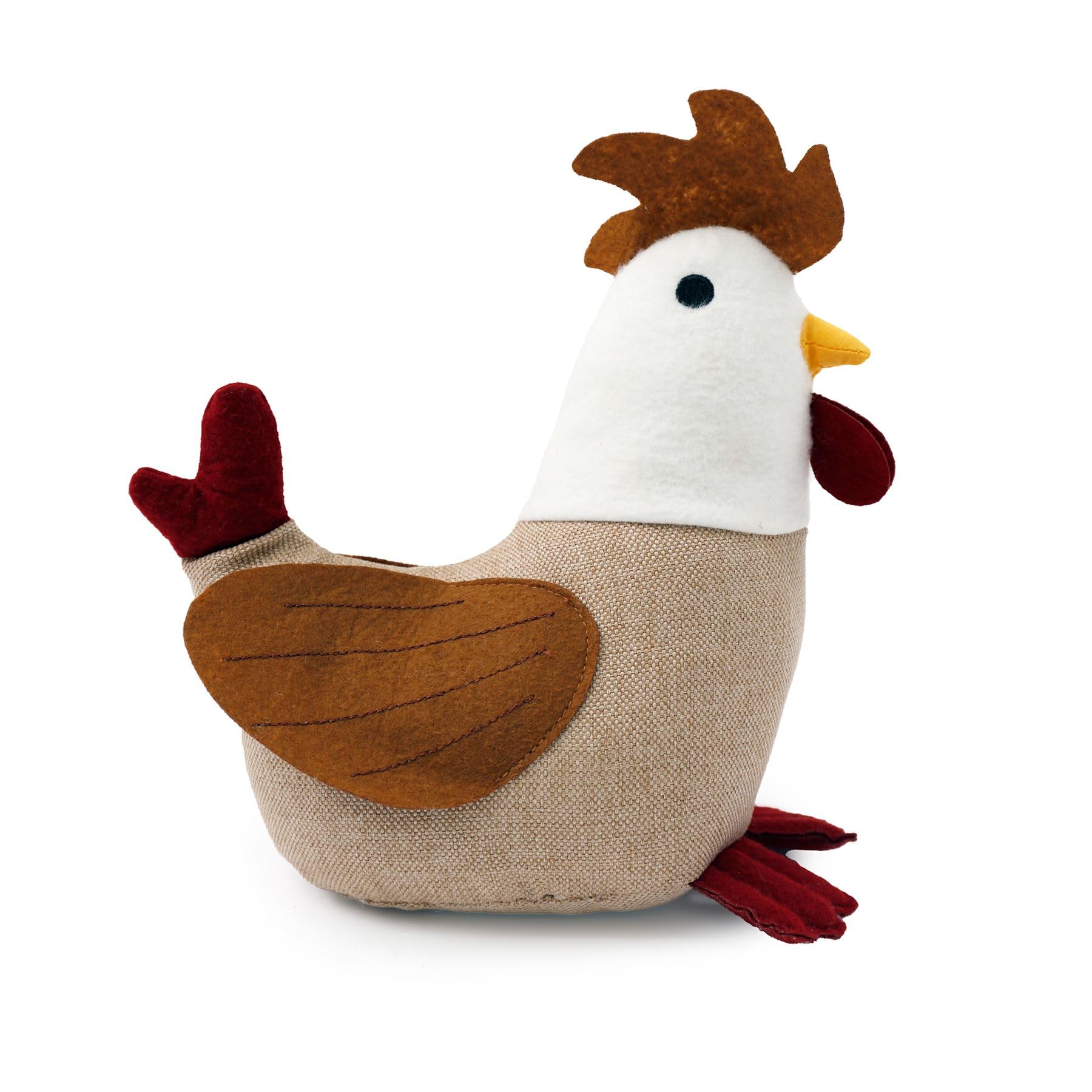Carousel Home Brown Charlie Cockerel Doorstop | Fabric Rooster Chicken Decorative Door Stop | Farmyard Animal Door Stopper - 22Cm