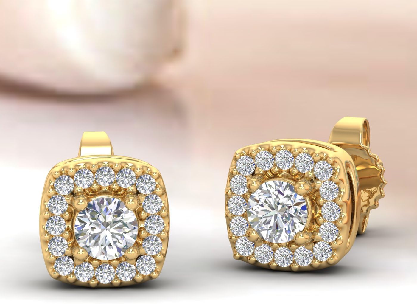 1/4 Carat Diamond Cluster Stud Earrings in 10K Gold