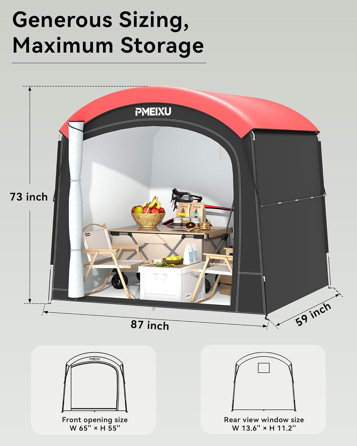 Oversized Outdoor Bike Storage Shed, Portable 210D Oxford PU4000 Bike Tent for 4-5 Bicycles, All-Weather Garden Storage for Motorcycles, Riding Lawn Mowers, Patio Furniture & Gardening Tools