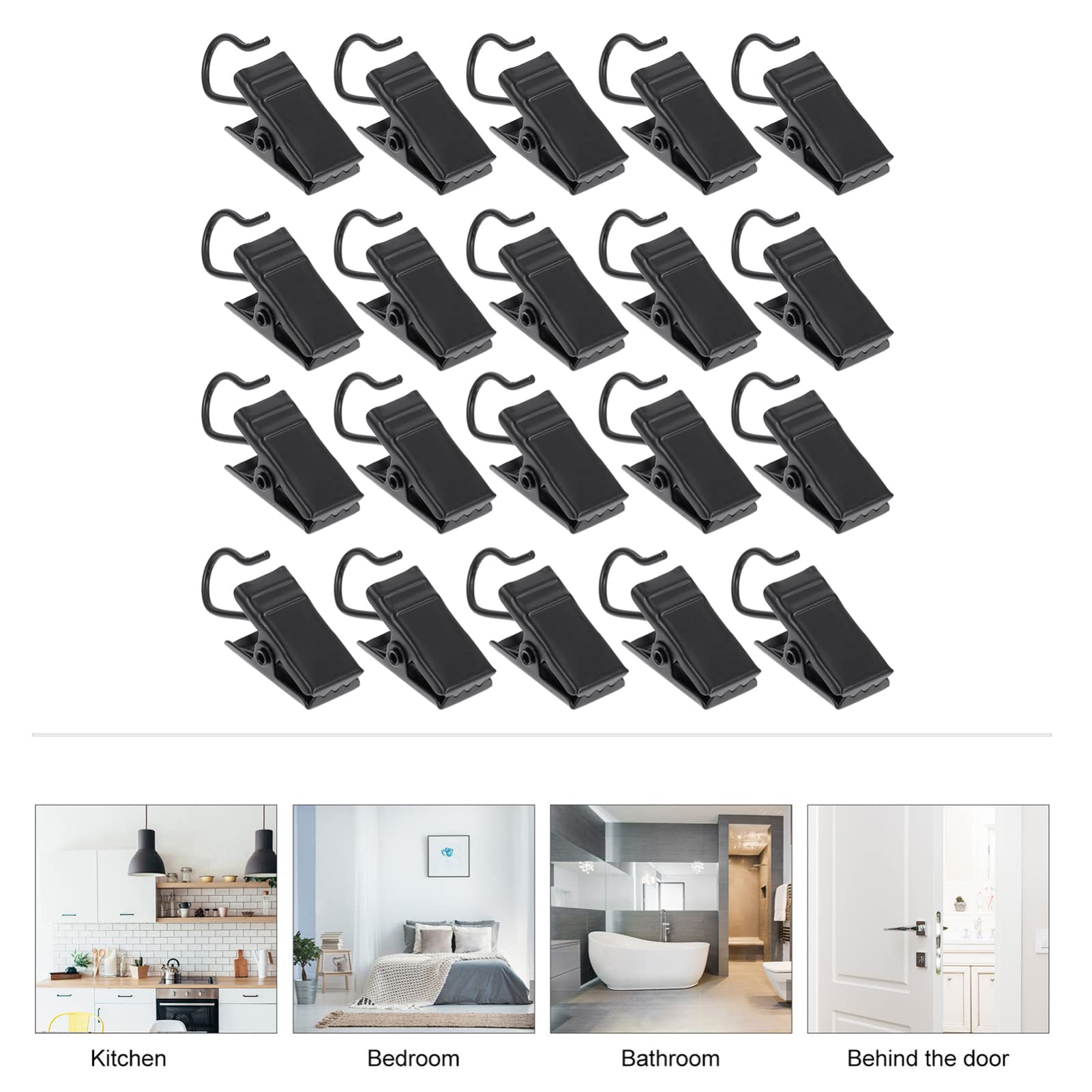 Cabilock 3 Sätze Hakenclip Curtain Clips Vorhangklammern Gardinen Befestigung Vorhang Vorhänge Schwarz Pole Vorhanghalter Aus Stahl Clip Zum Aufhängen Von Vorhängen Black 50 Stück * 3