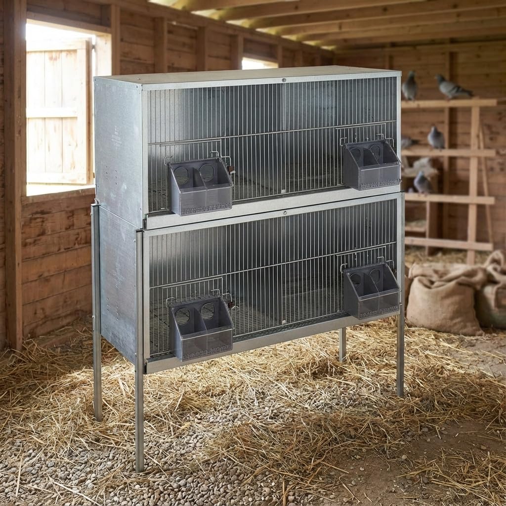 Suinga Jaula Palomas con 4 DEPARTAMENTOS 101 x 45 x 135 cm. Incluye Patas. Pelechero con separación abatible con Posibilidad de unir los departamentos de la Misma Planta