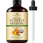 Handcraft Blends Cold-Pressed Organic Pumpkin Seed Oil in Glass Bottle - 4 Fl Oz - 100% Pure and Natural - Premium Grade Carrier Oil for Hair, Skin, Nails, and Body - Massage - Aromatherapy