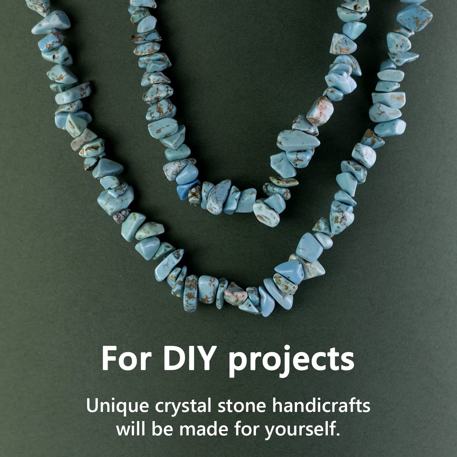 260pcs Natural Blue Turquoise Crystal Beads Chips 5mm to 8mm Irregular Gemstone Beads with Holes DIY for Bracelet Necklace Earrings Jewellery Making Craft 32 inch - Image 3
