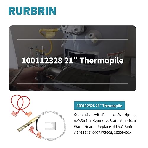 Miniatura 4 de Termopila 100112328 de 21 pulgadas para calentador de agua, termopar de 750 mini-voltios compatible con Reliance, Whirlpool, A.O.Smith, Kenmore,