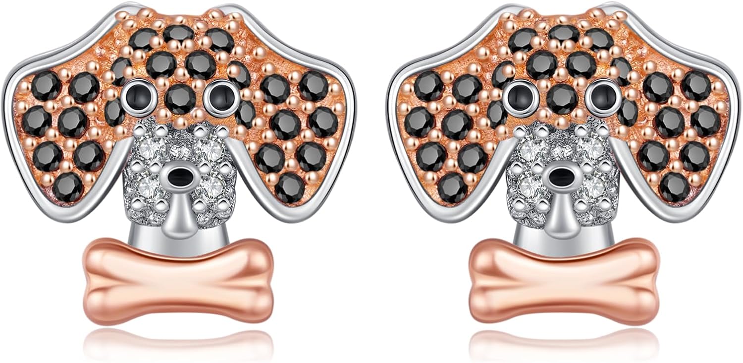 Highland Cow/Dachshund/Boston Terrier/Bulldog/Golden Retriever/Border Collie Earrings 925 Sterling Silver Cute Animal Stud Earrings Jewelry Gift for Women Girls Daughter