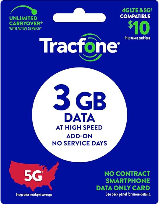 Tracfone Data Card $10-3 GB (Physical Card)